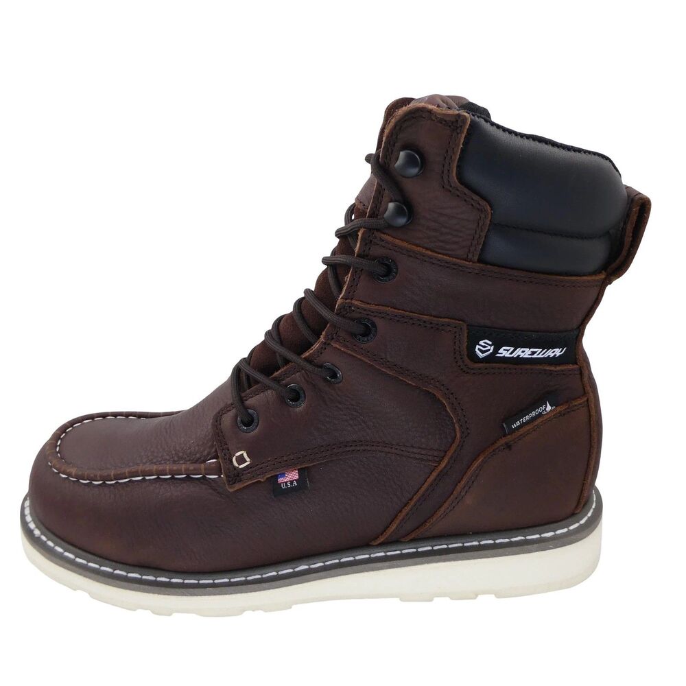 SUREWAY Men's US 13 Heavy Duty Soft Toe Full Grain Leather Work Boots Brown